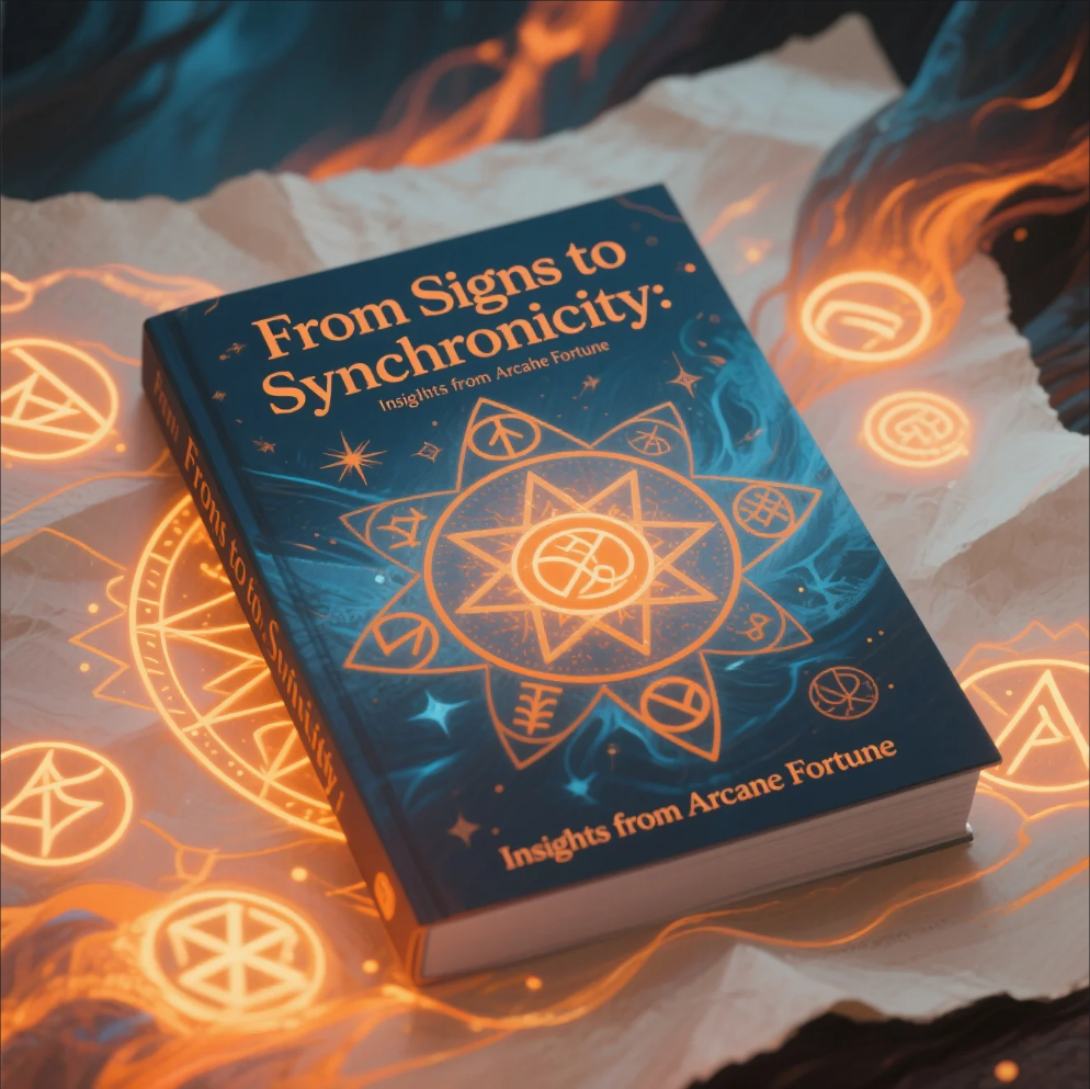 Mystical symbols and tarot elements representing signs and synchronicity