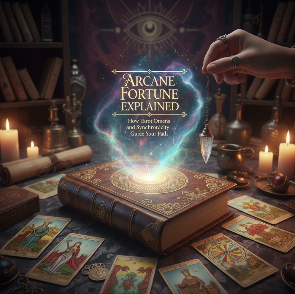 Arcane Fortune explained with tarot cards, omens, and synchronicity guiding your path