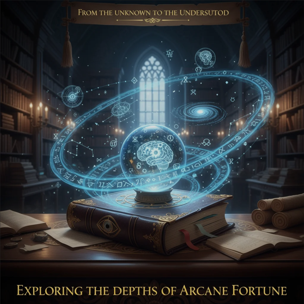 A mystical slot machine with arcane symbols, glowing magical icons, and a fantasy-inspired design, representing the Arcane Fortune slot game.