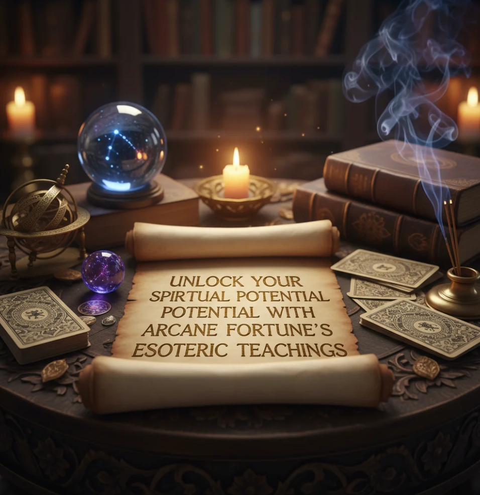Person meditating surrounded by esoteric symbols reflecting Arcane Fortune’s teachings