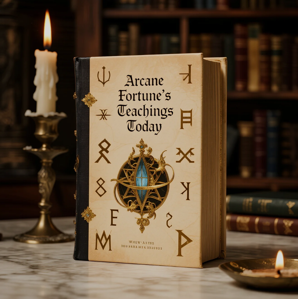 Mystical symbols and modern tools representing the application of Arcane Fortune’s teachings