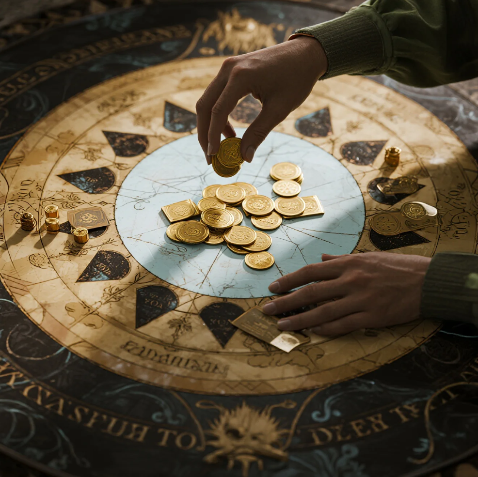 Arcane fortune symbols representing personal enlightenment and inner growth