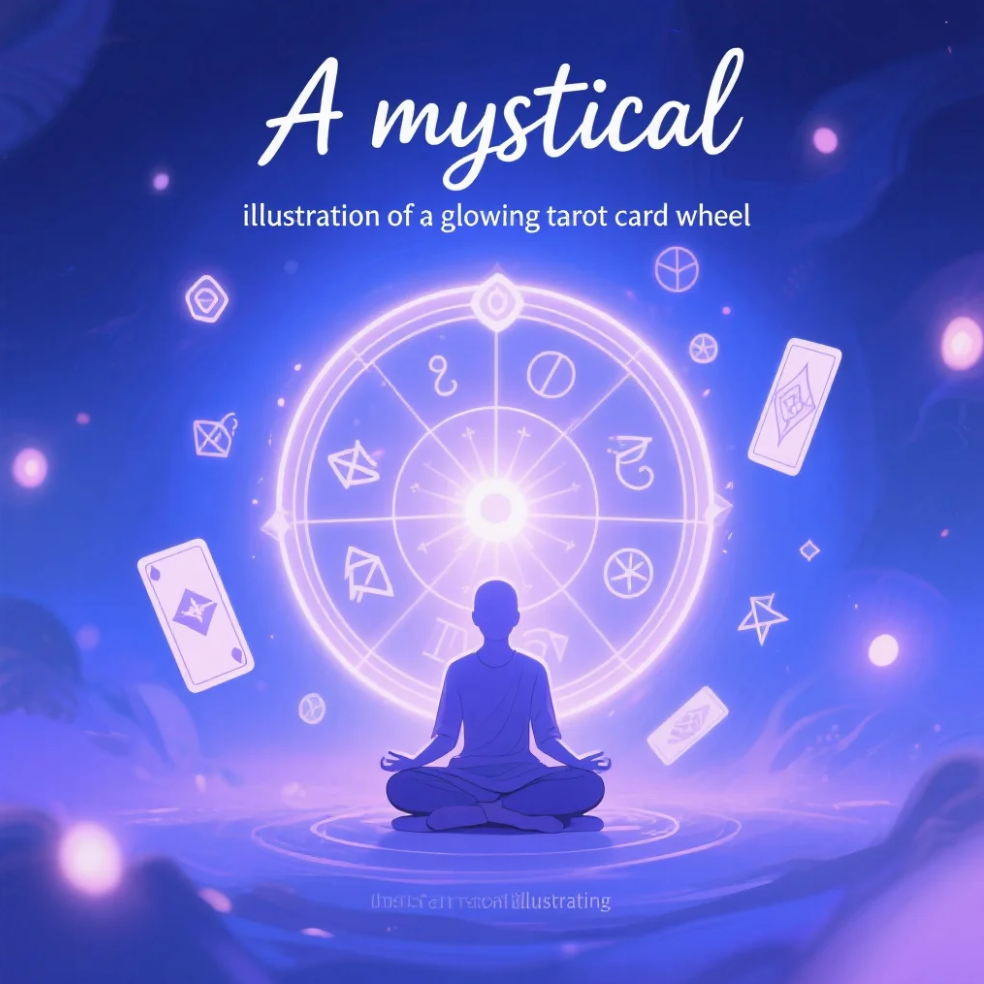 A mystical spiritual illustration showing symbols of intuition, fortune-telling, and inner awakening